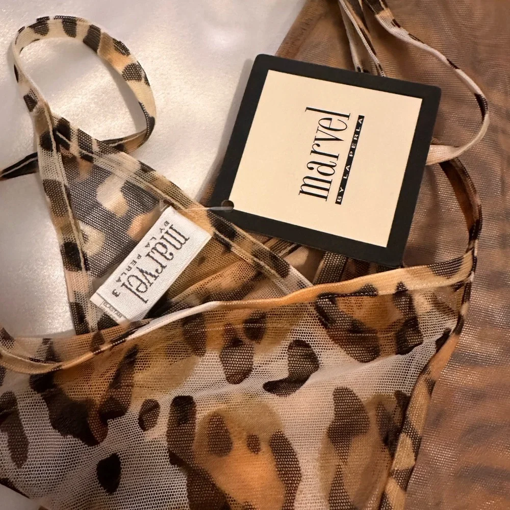 La Perla Vintage leopard sheer Chemise Set